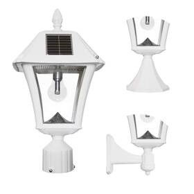 Gama Sonic 859641007806 Baytown Ii Bulb White Outdoor Solar Light Single Post With 3 Mounting