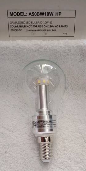 A50-10w-11 Gama Sonic Replacment Gs Solar Powered Led Light Bulb A50 6000k Gamasonic A50bw10w Hp