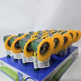 Garden Collection 049696714976 Set Of 4 Lsunflower Shaped Solar Pathway Stake Lights 14.25- Inch New