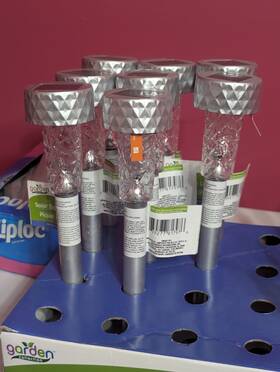 Garden Collection 392778179716 Solar Stake Lights Outdoor Silver Ground Mount Rechargeable