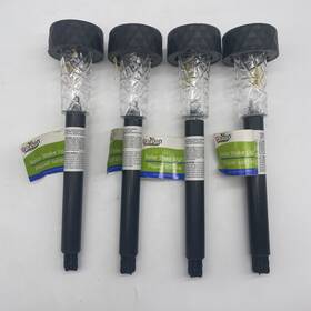 Garden Collection 639277817983 Lot Of 4 Black Outdoor Solar Stake Lights Led Lawn Decor