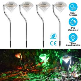 Ip65 Garden Light 635028904230 Sleek Club - New 4pcs Solar Diamond Led 7-color Waterproof
