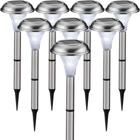 G3516 Gardenbliss 8 Pack Waterproof Led Solar Garden Lights No Wires Stainless Steel