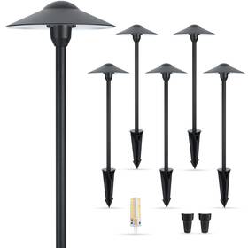 Apc-9305 Gardencoin 6 Pack Aluminum Low Voltage Led Pathway Lights 8.5ftft Shade 21.5ftft Tall