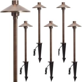 Aps-5207 Gardencoin Solid Brass Low Voltage Pathway Lights 6.7ftft Shade 21.9ftft Tall 12v Ac/dc