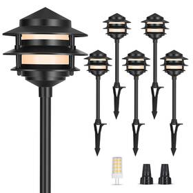 B0fpkpt5c7 Gardencoin 6-pack Pagoda 12v Led Landscape Pathway Lights Outdoor Path Garden