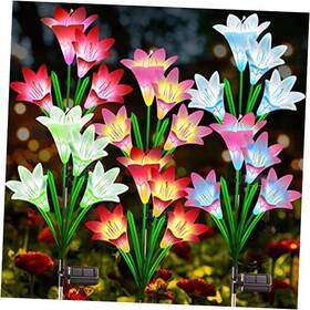 S-l-f-06 Garpar Direct Garden Lily Solar Lights - Color Changing Waterproof With 24 Bigger 6 Pack