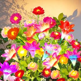 Solarlilysnow02 Garpar Solar Flowers Lights Outdoor Waterproof Upgraded 2 Pack Garden