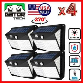 Gator Tech 686175906486 4x Solar Power 228 Led Pir Motion Sensor Outdoor Security Garden Wall Lamp Light