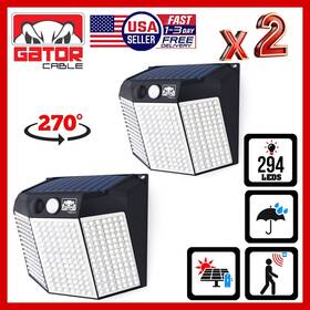 Gator Tech 710552042334 2x Solar Power 294 Led Pir Motion Sensor Outdoor Security Garden Wall Lamp Light
