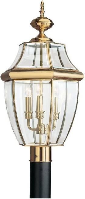 8239-02 Generation Lighting Seagull 823902 Outdoor Post Lantern Lancaster Polished Brass