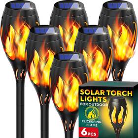 Gerossi 445051250272 Beautiful Solar Lights For Outside 6-pack - Premium Tiki Torches With Flic