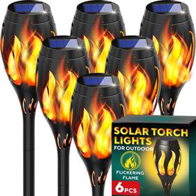 Sol071 Gerossi Beautiful Solar Lights For Outside 6-pack - Premium Tiki Torches With F
