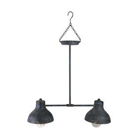 32784820 Gerson 19.75 Blue And Black Distressed Decorative B/o Lighted Hanging Lantern