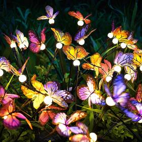 Gehn031-2 Geyueya Home Two Bunches Butterflies And Total 16 Leds Solar Garden Lights Blink/steady Led