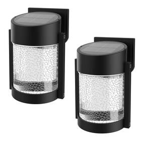 Wl-bllw-2-wh1 Gigalumi Black Solar Wall Lantern Lights Outdoor Waterproof With Glass2 Pack