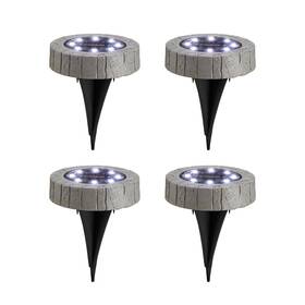 Glitzhome 926783214158 Solar Ground Lights Outdoor Waterproof 4 Pack Resin Garden Disk