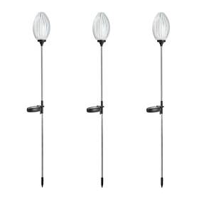 Glitzhome 926783214189 Solar Lights Outdoor 3 Pack Oval Flower Stake With Stainless Ste