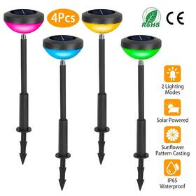 Mgpct3508 Global Phoenix 4 Packs Solar Pathway Lights Color Changing Waterproof Garden Black