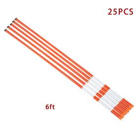 Gt2283008 Globalmart-top 25pack Reflective Markers Driveway Snow Stakes Orange 6ft 5/16 Inch Diameter