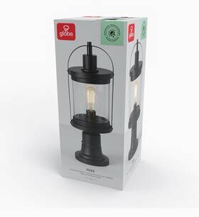 44717 Globe Zeke 1-light Outdoor Lamp Post Light Fixture Matte Black Seeded Glass