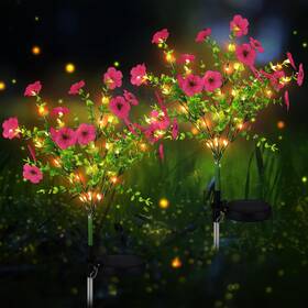 Jei-glooglitter-2743 Glooglitter 2 Pack Solar Stake Lights Outdoor Decor Waterproof Mums Artificial Flowers So