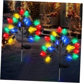 Jei-glooglitter-33 Glooglitter 2 Pcs Christmas Decorations Outdoor Solar Pathway Lights 28 Inch Stake