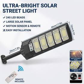 Gmox 768231569115 240 Leds 6500k Solar Street Lights Outdoor Dusk To Dawn Waterproof Motion Sensor