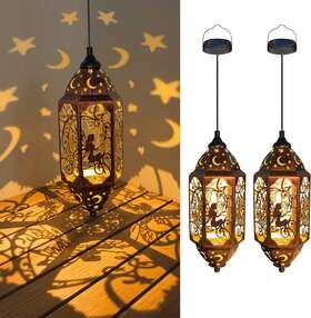 Go2garden Jt2096-2pk Solar Hanging Fairy Lanterns Outdoor Waterproof Big Moon Copper