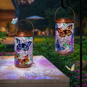 Kg3037hd Go2garden 2pack Solar Outdoor Lanterns Waterproof Butterfly Garden Gifts For Women Mul