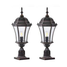 Lm4610-m-2p Goalplus Cast Aluminum 24 Inch Large Outdoor Post Light With 3 Pier Mount Bronze Exterio