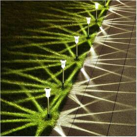Coo-55t10 Gorrzai Set Of 10 T-shaped Stakes Path Lights Solar Star Pattern Open Box Led Steel