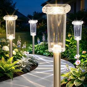 Gorrzai Tg-p76 New Solar Lights Outdoor 8 Pack Led Waterproof 10 Modes Pathway Outside For Yard