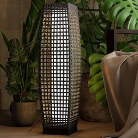 Tengbian-2 Grand Patio Outdoor Floor Lamp Solar Powered Lantern Water-resistant Wicker Deck