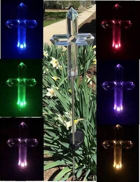 Greatgiftdeals 1-cross Solar Cross Garden Stake Color Changing Led Pathway Lights Waterproof
