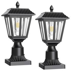 Zd121 Greluna Solar Post Lamp Lights 2 Pack 6000k Dusk To Dawn Light With Pier Mount