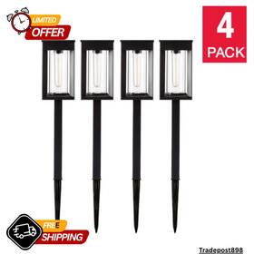 Gtx 313051572571 Solar Led Pathway Lights Stainless Steel Construction With Glass 4-pack