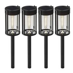 Gtx 843583104082 Solar Led Pathway Lights Vintage Style 4 Pack 25 Lumens Outdoor Black Setpro