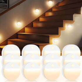 0003c3 Guankai 12 Pack Motion Sensor Stair Light For Indoor Battery Operated Night Lights