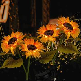 4-flower Guocheng Stake1-4 Solar Sunflower Lights 2 Pack Warm Led Garden Stake Decor