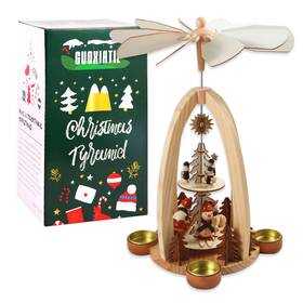 Bd-21753d Guoxiatie 14inch Wooden Christmas Pyramid With 4 Candle Nature Color