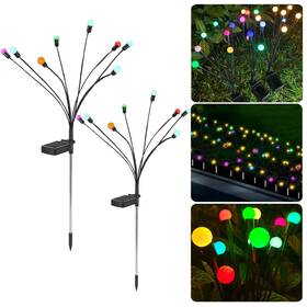 Gustave-solar-4pc-blk Gustave 8led Solar Firefly Outdoor Waterproof Stake Lights Garden Decorative 4pk