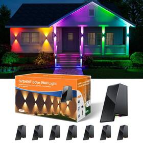 Ca-gv0635-rgb-8p Gvshine 8 Pack Color Changing Solar Powered Fence Lights Outdoor Waterproof Wall Moun