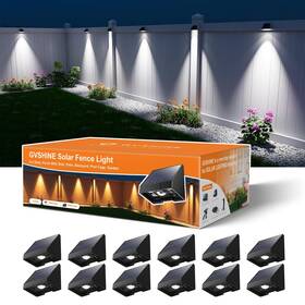 Gv0622-12cw Gvshine 12 Pack Solar Fence Lights Outdoor Waterproof Led For Wall Deck Yard Patio Rail