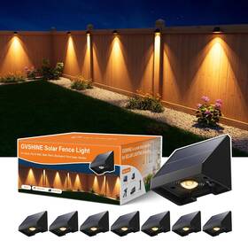 Gv0622 Gvshine 8 Pack Decorative Solar Powered Fence Lights Outdoor Waterproof With Warm Whi