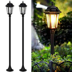 Hameso 742404315570 65 Inch Solar Lamp Post Lights 2 Pack Adjustable Metal Pole Outdoor