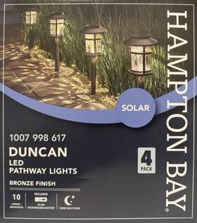 05244 Hampton Bay 4 Duncan Solar Led Pathway Lights - Bronze 1007 998 617