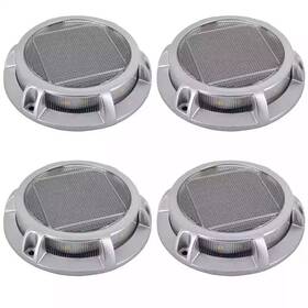 Hampton Bay 082392621094 Solar 15 Lumens Silver Integrated Led In-ground Disk Path Light 4pk
