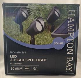 1004 Hampton Bay 082392919504 3-pk Solar Led Spotlight With Remote Panel Black 670 564