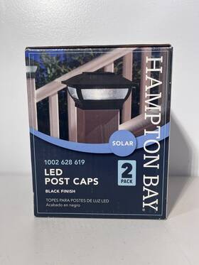 1002628619 Hampton Bay 3.5 Inch X Black Led Outdoor Solar Post Cap Light 2pk New